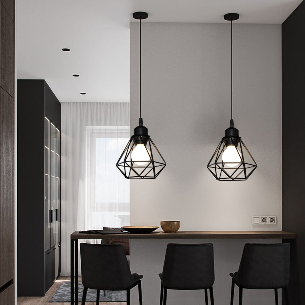 Vintage Pendant Lamp Iron Frame Ceiling Lighting Paint Restaurant Teahouse Chandelier Indoor Wrought Metal Modern Pendant Lights