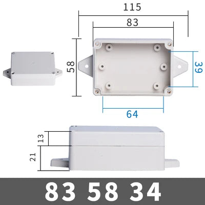 IP67 Waterproof Electronic Project Box with Mounting Ears - Outdoor Plastic Junction Enclosure & Instrument Housing Case