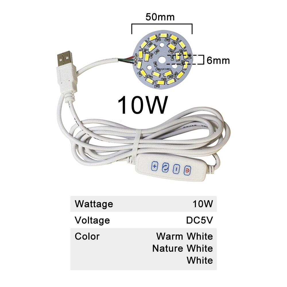 DC5V Dimmable LED chip 5W 6W 10W Surface Light Source SMD 5730 LED Light Beads DIY Tricolor Adjustable LED Bulb White Warm White