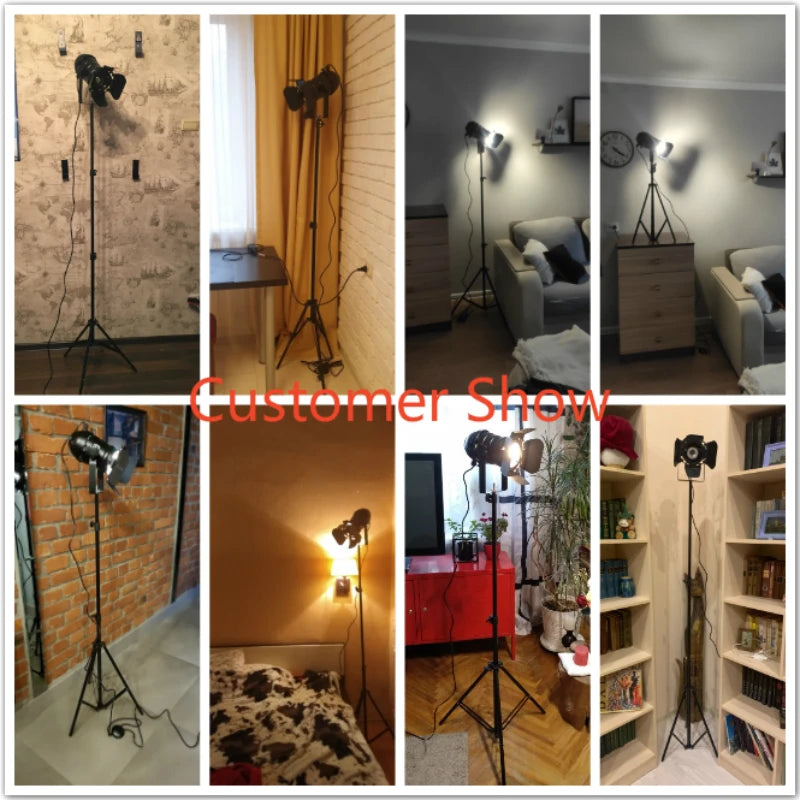 Industrial Retro Tripod Floor Lamp - Creative Studio Black Light Stand