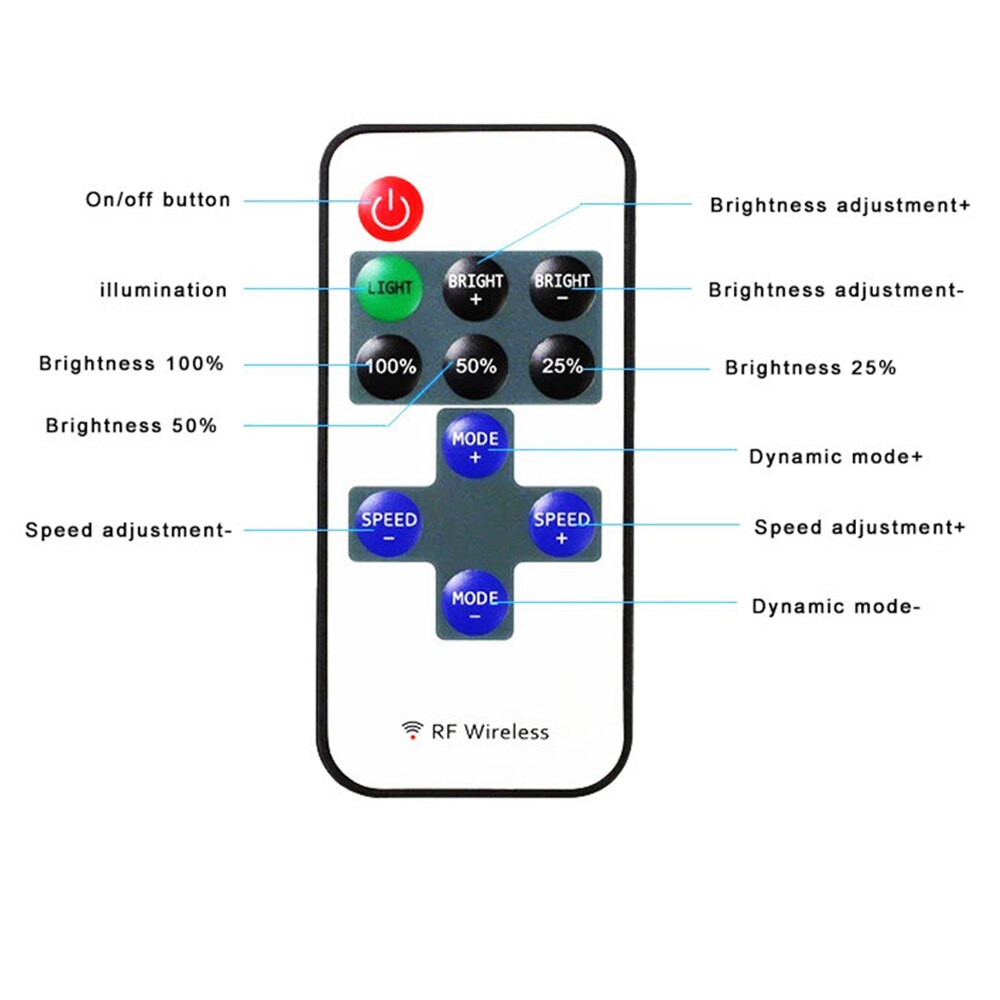 Mini 11 key LED Controller DC 12V Led Strip Controller Dimmer Wireless RF Remote to Control Single Color Strip Lighting