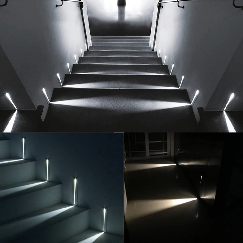 3W Recessed Led Stair Light Indoor Corner Stair Wall Light AC85-265V Step Stairway Pathway Hallway Staircase Lamp Sconce