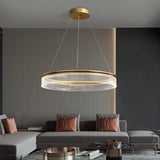 Modern Nordic Light Luxury Round Acrylic Ceiling Chandelier Bedroom Restaurant Hotel Lobby Cord Pendant Lighting