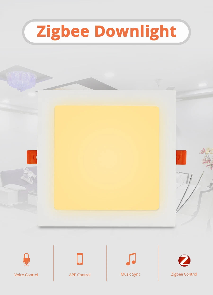 Benexmart Zigbee WiFi 24W 15W LED Downlight Smart Recessed Ceiling Light RGBCW Works with Tuya Smart Life App Alexa Google Home