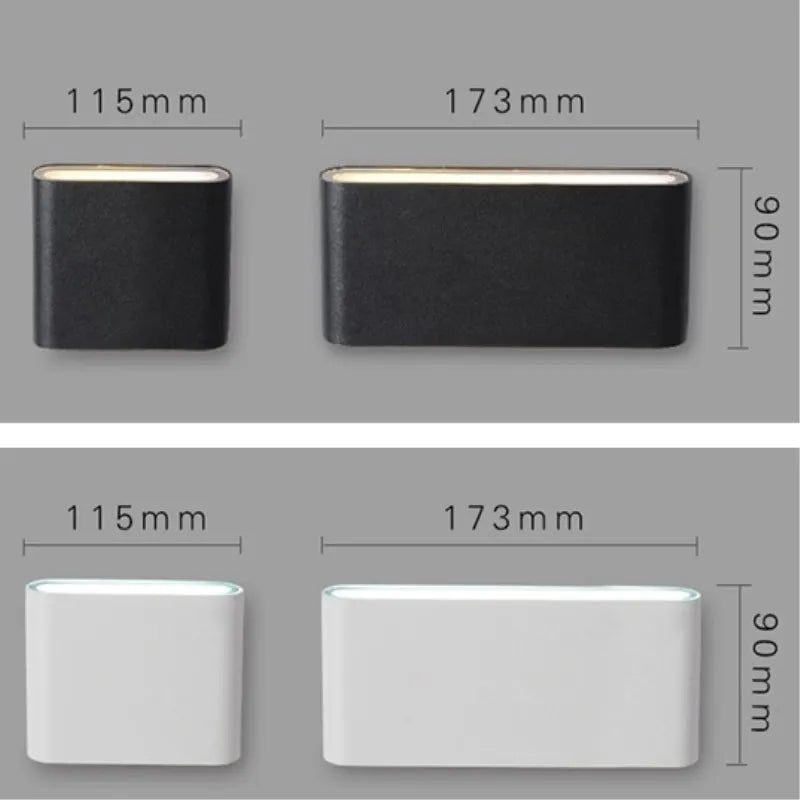 Black LED Wall Lamp (6W/12W) - Up & Down Outdoor/Indoor Modern Sconce Light Fixture for Garden, Corridor, Aisle & Terrace Decor