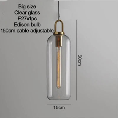 Smoke Grey  Sphere glass hanging lamp Transparent Cylindrical Edison glass pendant lighting Simple lines pendant lamp droplight