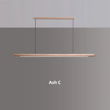 Solid Wood Hanging Lamp Nordic LED Wood Pendant Light Modern Table Long Linear Light Round Hanging Fixtures for Kitchen Island