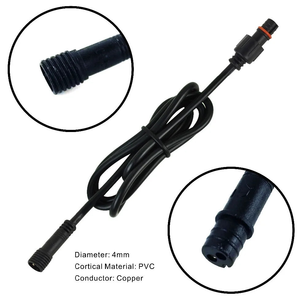6-Pack 2-Pin Waterproof IP67 LED Extension Cables - 1 Meter (100cm) Male to Female DC Connector
