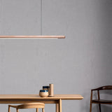 Solid Wood Hanging Lamp Nordic LED Wood Pendant Light Modern Table Long Linear Light Round Hanging Fixtures for Kitchen Island