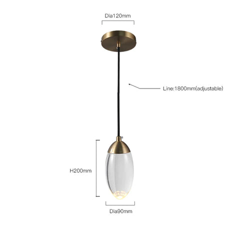 Modern Crystal ball LED Pendant lights Nordic Copper lighting bedroom bedside single head lights bar corridor small Hanging lamp