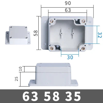 IP67 Waterproof Electronic Project Box with Mounting Ears - Outdoor Plastic Junction Enclosure & Instrument Housing Case