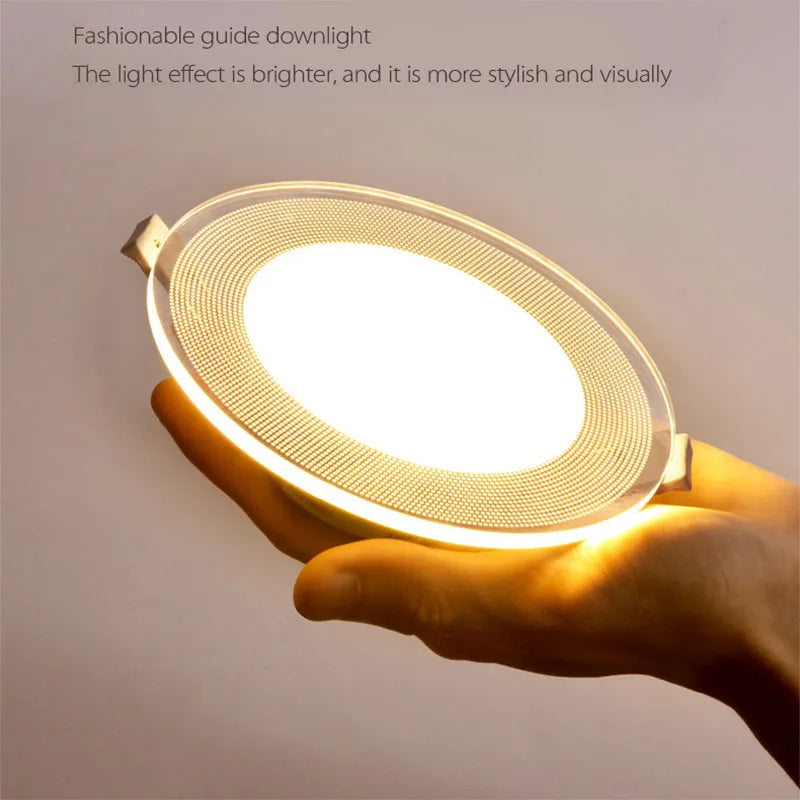 Light Guide LED Downlight 3W 5W 7W 9W 12W 15W Ceiling Recessed Lamps Round Shape Acrylic Panel Indoor High Brightness