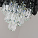 Dining room crystal chandelier modern black hanging light fixture luxury kitchen island led crystal lamp with dimmable