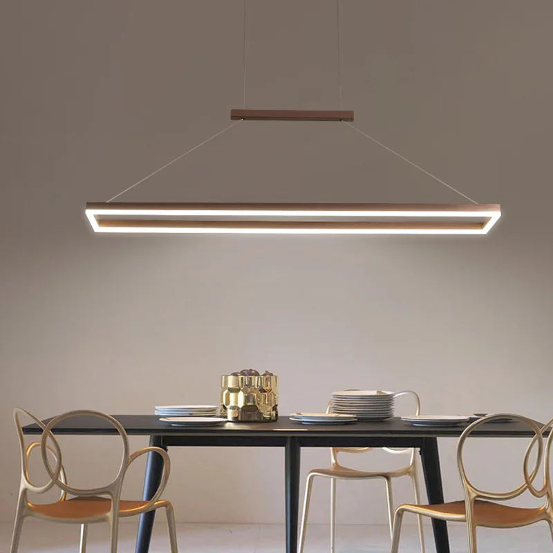 Rectangular chandelier Aluminum LED deco design Nordic style lamp Acrylic for Indoor bedroom Kitchen Island gold chandelier