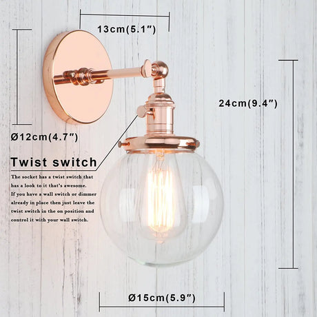  5.9'' Vintage Wall Lamp Modern Glass Wall Sconce Wall Lights Fixtures luminaire Loft Bedside Mirror Lamp Stair Lights