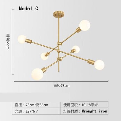 Nordic Minimalist Modern Wrought Iron Chandelier Creative Personality Magic Bean Living Room Dining Room Bedroom Line Chandelier