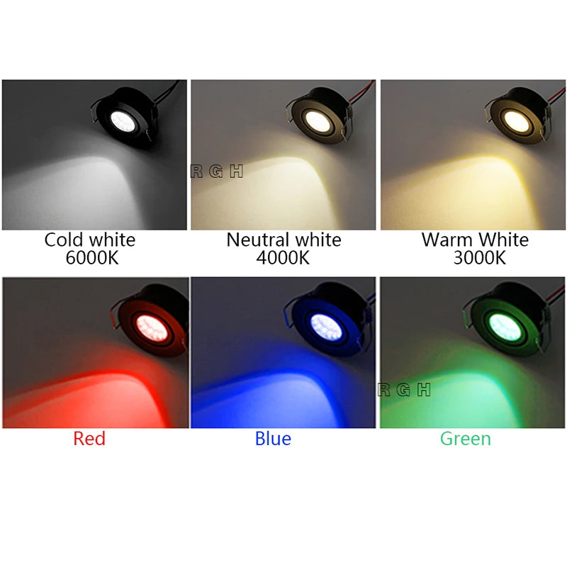 Dimmable 3W Small Led Downlights Recessed Mini Adjustable Cob Cabinet Spot Lights white Black Silver Hole Size 40-45mm