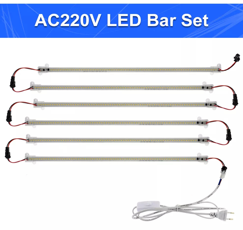 220V LED Rigid Strip Night Lamp Under Cabinets 72 LEDs 30cm 40cm 50cm 8W With Switch ON/OFF EU Plug LED Bar lights Desk Bulb