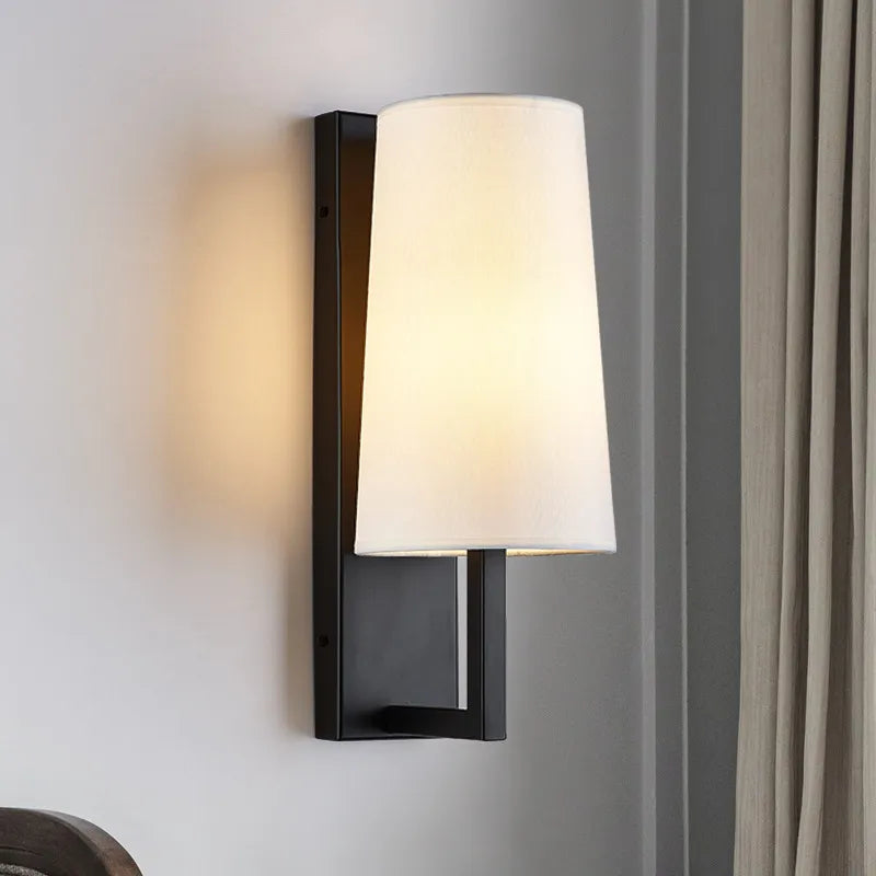 American Classic Fabric Wall Lamp Nordic Retro Led Bedside Light Indoor Bedroom living room sofa Corridor Stairs Decors Sconce
