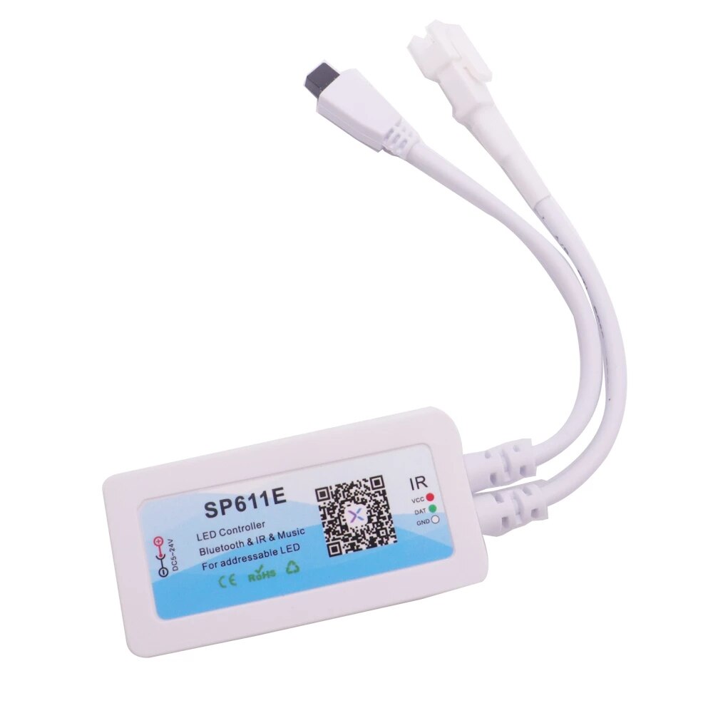 Smart RGB Controller Bluetooth music App IR38 Key Remote control For SP611E WS2811/2812B Addressable Led RGB Tape Strip DC5V-24V