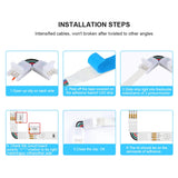10Pcs L-Shape 4-Pin LED Strip Connectors - Angle Adjustable (90°-180°) for 10mm 5050 RGB
