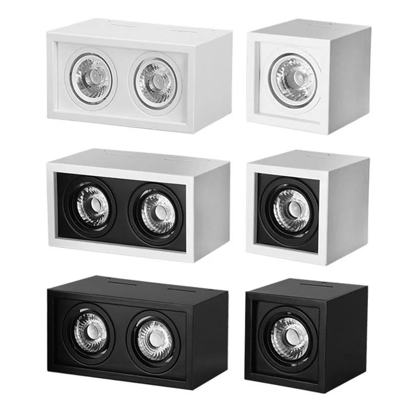 Square White Black LED COB Ceiling Lamp Surface Mounted Downlight 12W/15W AC90~260V 3000K LED Spot Light for Indoor lighting