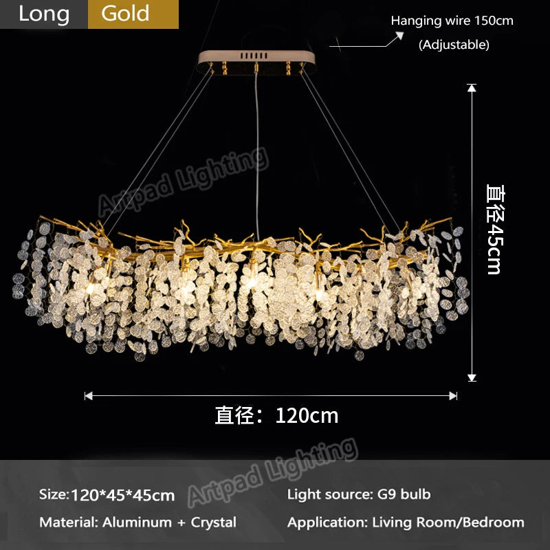 Crystal Ceiling Chandelier Led Luxury Indoor Lighting Home Decoration For Living Room Bedroom Large Hanging Chandeliers Gold