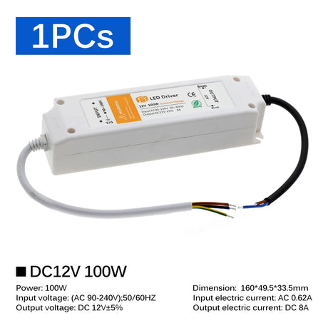 12V Power Supply Adapter 110V 220V to 12V Lighting Transformer 100W 72W 36W 18W DC12 Volts Source LED Driver for LED Strip Light