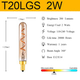 Vintage T20 T6 Tubular LED Filament Bulb - 1W 2W E12 E14 Dimmable Retro Light