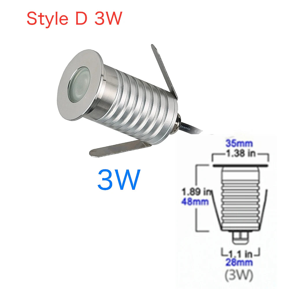 1W / 3W Recessed LED Underground Light (IP67 Waterproof, 12V) - Outdoor Deck & Pathway Lamp