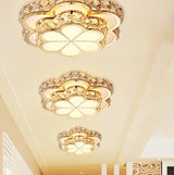 Fashion Flower Crystal LED Aisle Ceiling Chandelier Lamps Gold Plat fonier For Corridor Lustre Corridor Balcony Entrance lighting