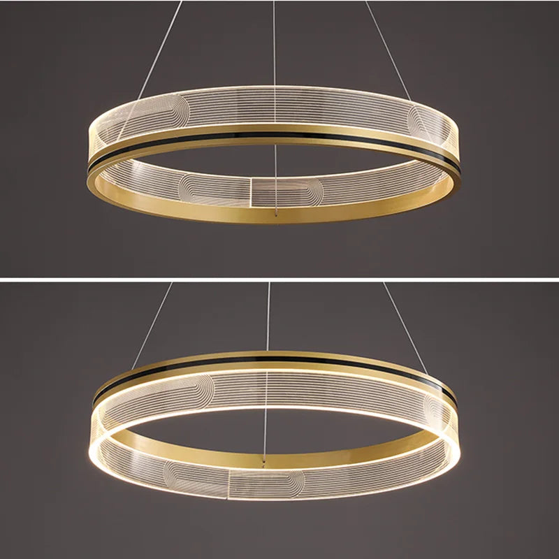 Modern Nordic Light Luxury Round Acrylic Ceiling Chandelier Bedroom Restaurant Hotel Lobby Cord Pendant Lighting
