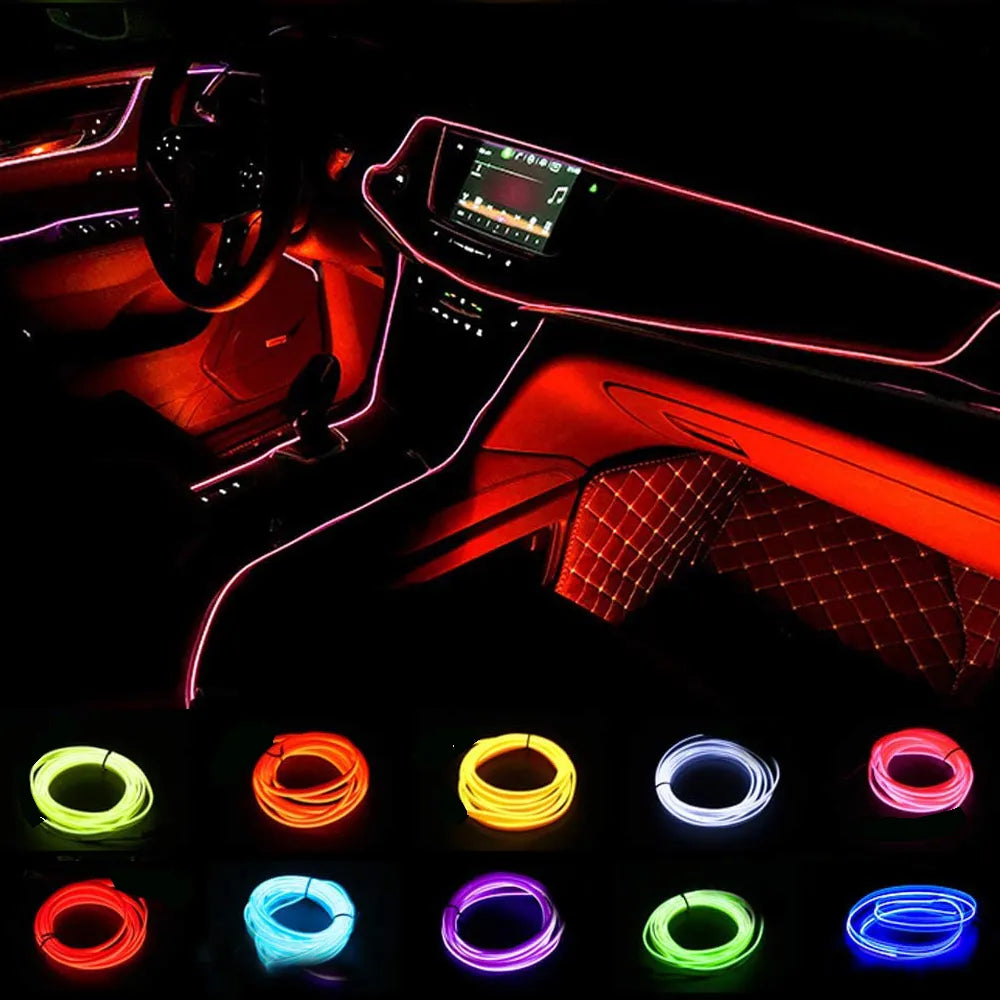 the ambiance of your car's interior with a versatile LED strip light that radiates neon vibes