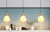 White Glass LED Pendant Light Fixtures Japanese Style Nordic Modern Copper Pendant Lamp Hanging Lights Luminaria Lampara