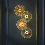 FKL Modern Round Crystal Wall Lamp Glass Combination For Living Room Nordic TV Background LED Lights Bedside Corridor Aisle