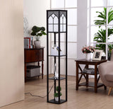 LED Shelf Floor Lamp Wooden Storage Standing Lighting Bedside Night Soft for Bedroom Living Reading Room Home-C