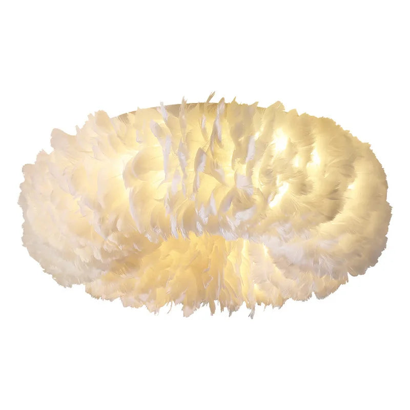 Modern LED Ceiling Light Nordic New Feather Bedroom Living Room Hallway Simple Warm Romantic Children Kid Fixture Decor Lamp