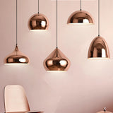 Rose Gold Electroplating Mirror Globe Pendant Lamp - E27 Glass Ball Light