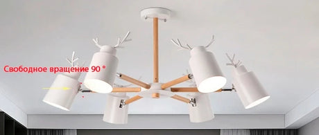 Log chandelier living room bedroom ceiling pendant light fixtures kitchen ceiling lighting deer design e27 light