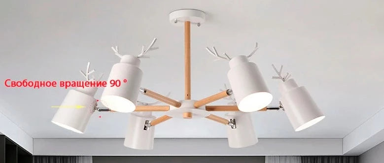 Log chandelier living room bedroom ceiling pendant light fixtures kitchen ceiling lighting deer design e27 light