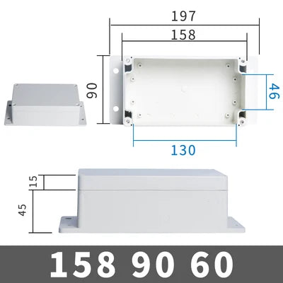 IP67 Waterproof Electronic Project Box with Mounting Ears - Outdoor Plastic Junction Enclosure & Instrument Housing Case
