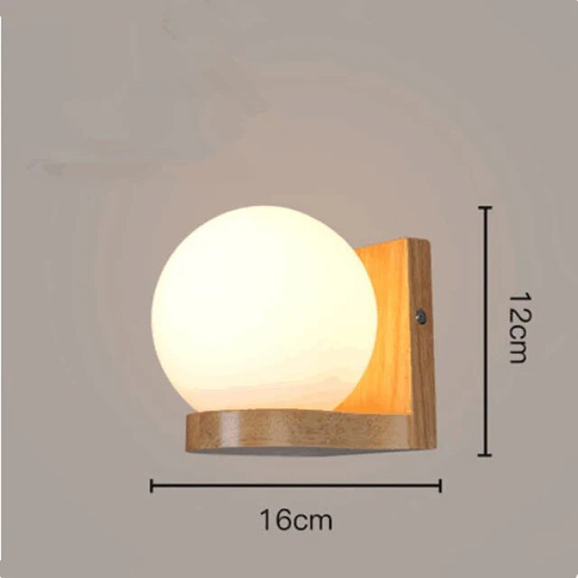 Japanese Decoration Wall Wood Lamp Glass Lampshade Bedroom Entrance Aisle Indoor Home Lights E27 LED Nordic Bedside Wall Light