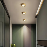 Full Copper 220V LED Ceiling Downlight Nordic Hallway Corridor Porch Surface Mounted Brass 6W 8W 10W Spot Light Fixture