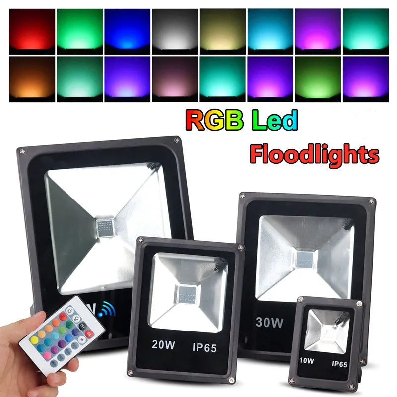 RGB LED Flood Light Outdoor (30W/50W/100W/150W/200W) AC85-265V - IP65 Waterproof Party & Neon Accent Light with Remote Control