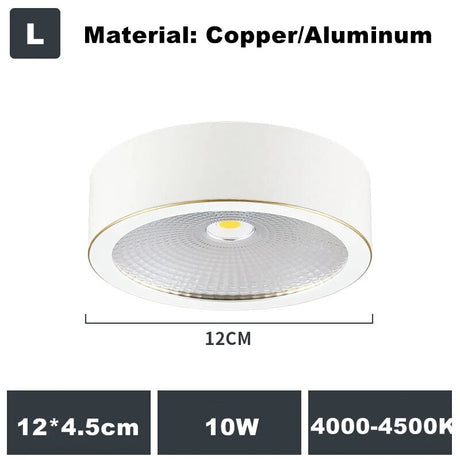 Full Copper 220V LED Ceiling Downlight Nordic Hallway Corridor Porch Surface Mounted Brass 6W 8W 10W Spot Light Fixture