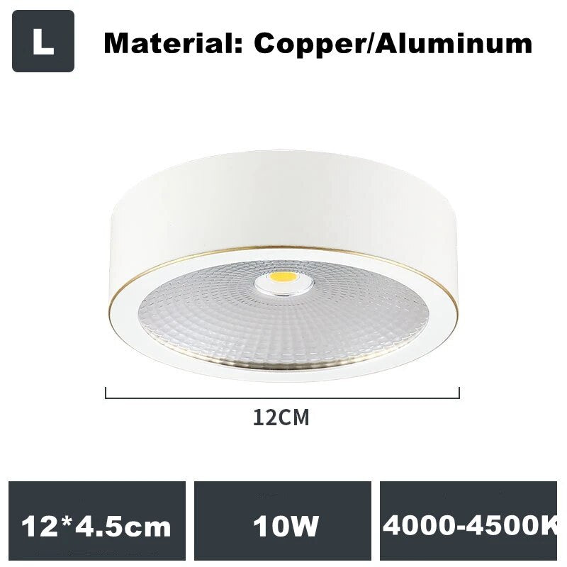 Full Copper 220V LED Ceiling Downlight Nordic Hallway Corridor Porch Surface Mounted Brass 6W 8W 10W Spot Light Fixture