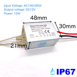 IP67 Waterproof LED Driver 12W 20W 36W LEDs Power Supply 12V Input AC100-265V Power For DC12V Lighting Transformer