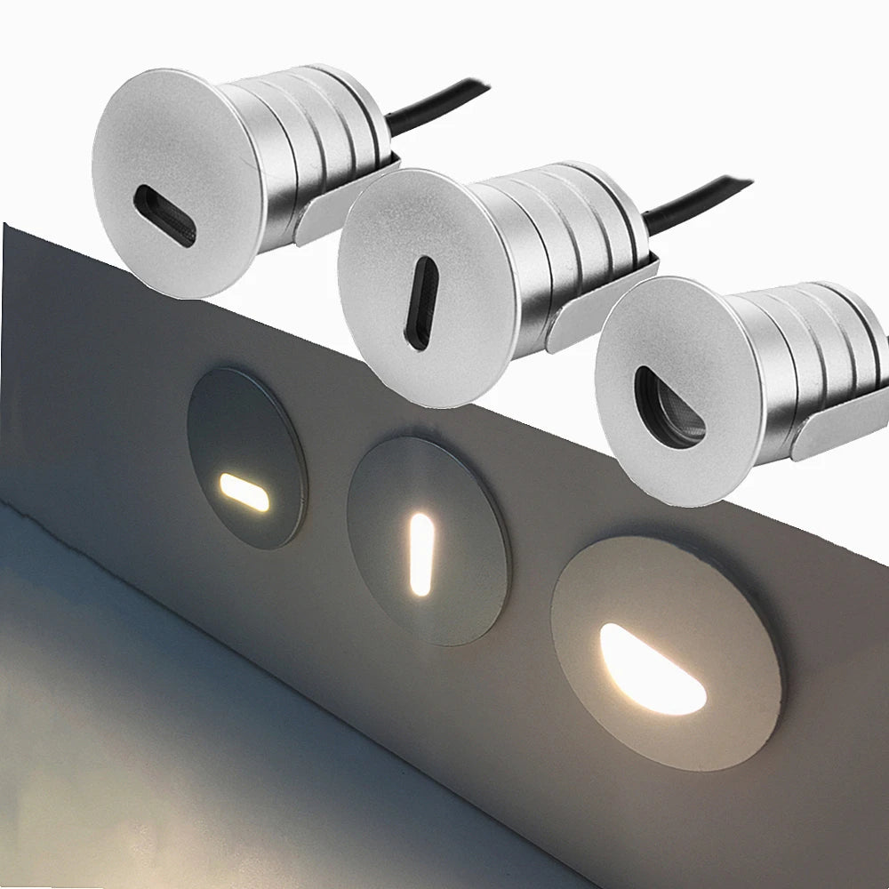 1W Waterproof IP67 Recessed LED Stair Light (DC 12V/24V) - Outdoor Deck & Corner Wall Lamp