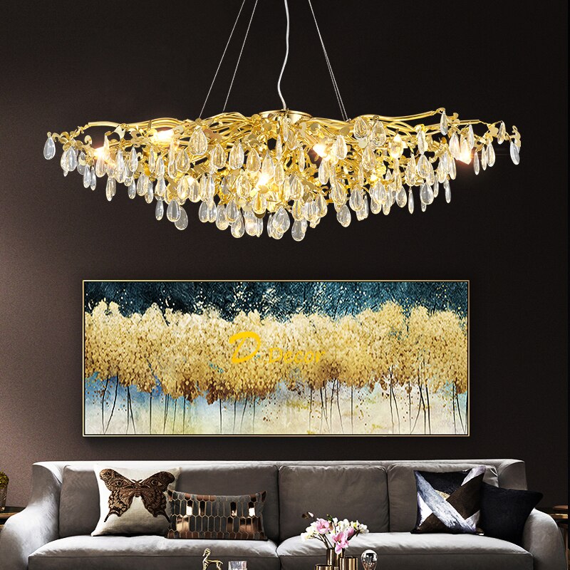 Nordic Luxury Crystal Chandelier Lighting Lustre Ceiling Chandeliers Lamp Living Room Home Decor Hanging Lamp Hotel Chandeliers