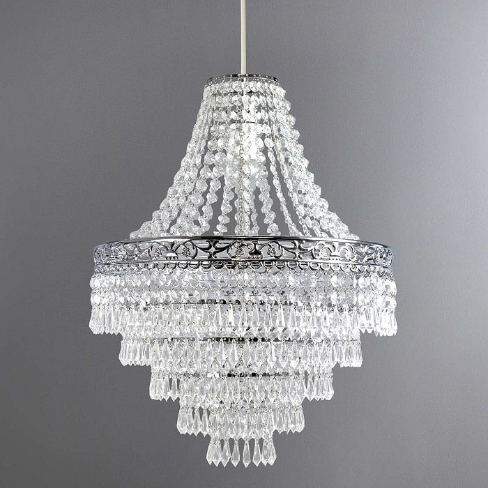 Plastic Large Acrylic Chandelier Shade 47cm Easy Fit Pendant Droplets Lamp Shade no Bulb (Without Light Cord Kit)